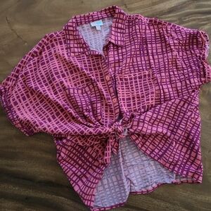 LuLaRoe "Amy" camp style shirt top pink LAST CHANCE
